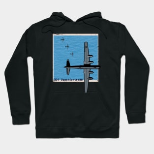 B29 Superfortress WW2 bomber airplane over the sea Hoodie